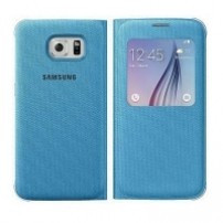 Husa textil Samsung Galaxy S6 S-View EF-CG920BL albastra Blister Originala foto