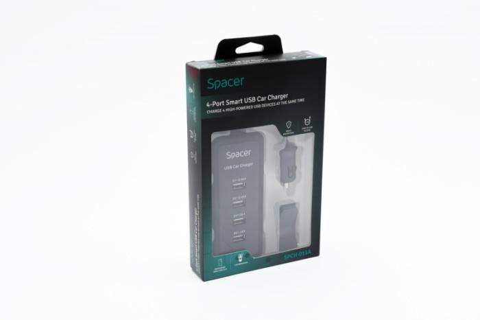 Alimentator auto 4 x USB, cablu prelungitor, pt. bricheta auto, SPACER foto mare Alimentator auto 4 x USB, cablu prelungitor, pt. bricheta auto, SPACER foto mare
