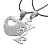Pandantiv Cuplu LOVE HEART Argintiu - Lănțișor Inimă Dublă, 45cm - Bijuterii Fashion, Cadou Romantic