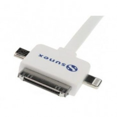 Cablu date Sunex 3 in 1 Huawei P8 Alb foto