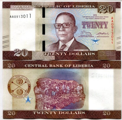 !!! LIBERIA - 20 DOLARI 2016 - P 33 a - UNC foto