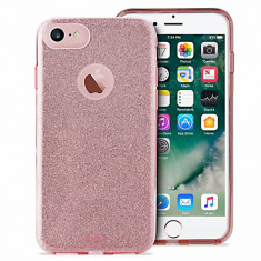 Husa silicon TPU Apple iPhone 7 Puro Glitter Shine Roz Blister Originala foto