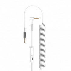 Cablu audio spiralat 3.5 mm Tata-Tata cu microfon Joyroom JR-S603 Alb Blister Original foto