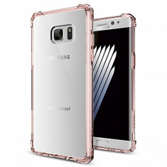 Husa silicon TPU Samsung Galaxy Note7 N930 Spigen 562CS20385 Crystal Shell Roz Transparenta Blister Originala foto