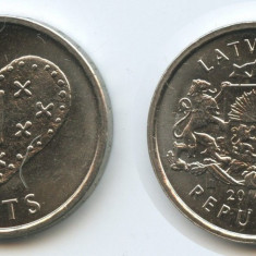 SV * Letonia ( Rep. Latvijas ) 1 LATS 2011 * INIMA DE TURTA DULCE * AUNC+ / UNC