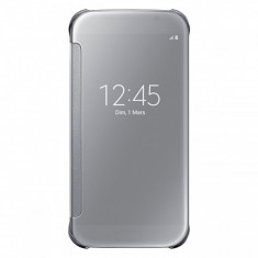 Husa plastic Samsung Galaxy S6 Clear View EF-ZG920BS argintie Blister Originala foto