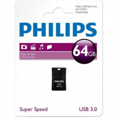 Stick memorie usb Philips 64 GB Pico Edition, FM64FD90B/10, USB 3.0, negru foto