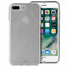 Husa silicon TPU Apple iPhone 7 Plus Puro Glitter Shine Argintie Blister Originala foto