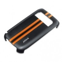 Husa plastic Nokia E6 CC-3012 neagra portocalie Blister Originala foto