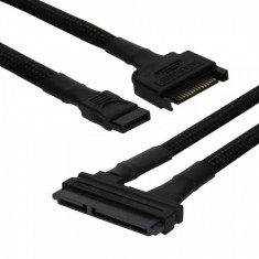 Cablu Nanoxia SATA3 combo, 45 cm, straight, negru foto