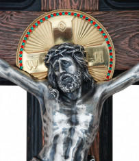 Crucifix Mantuitorul Iisus Hristos aurita foto