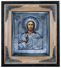 Icoana Mantuitorul Iisus Hristos argintata foto