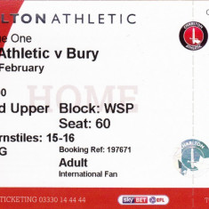 Bilet meci fotbal CHARLTON ATHLETIC - BURY (Anglia) 25.02.2017