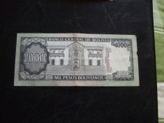 JN. 1000 pesos bolivianos 1982 Bolivia foto