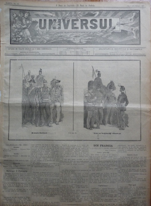 Ziarul Universul , 20 Februarie 1890