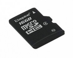 MICRO SD CARD KINGSTON; model: SDC10/16GB; capacitate: 16 GB; clasa: 10; culoare: NEGRU foto
