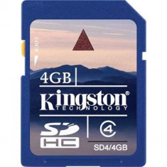 SD-HC CARD KINGSTON; model: SD4/4GB; capacitate: 4 GB; clasa: 4; culoare: NEGRU foto