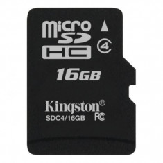 MICRO SD CARD KINGSTON; model: SDC4/16GBSP; capacitate: 16 GB; clasa: 4; culoare: NEGRU foto