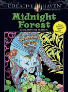 Creative Haven Midnight Forest Coloring Book: Animal Designs on a Dramatic Black Background foto