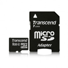 MICRO SD CARD TRANSCEND; model: TS8GUSDHC4; capacitate: 8 GB; clasa: 4; culoare: NEGRU foto