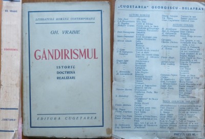 Gh. Vrabie, Gandirismul; Istoric, doctrina, realizari, Cugetarea, 1940, editia 1 foto