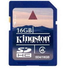 SD-HC CARD KINGSTON; model: SD4/16GB; capacitate:16 GB; clasa: 4; culoare: NEGRU foto