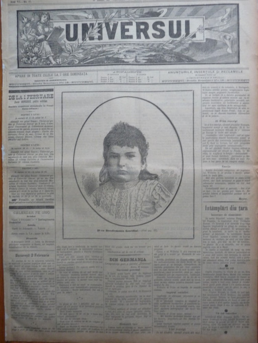Ziarul Universul , 15 Februarie 1890