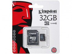 SD CARD KINGSTON; model: SDC10/32GB; capacitate: 32 GB; clasa: 10; culoare: NEGRU foto