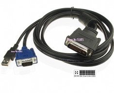 Cablu PC; DVI-I DUAL LINK M la VGA M;USB 2.0 M 2m foto
