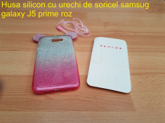 Husa silicon cu urechi de soricel samsug galaxy J5 prime roz foto