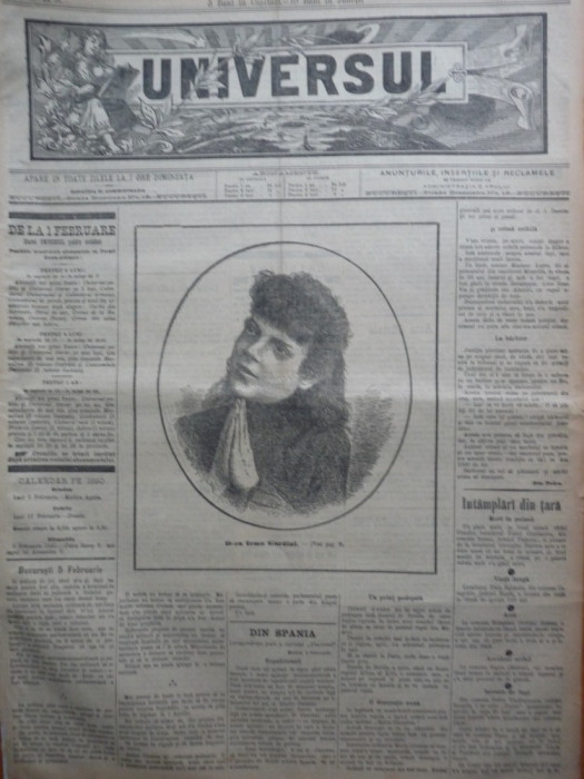 Ziarul Universul , 18 Februarie 1890