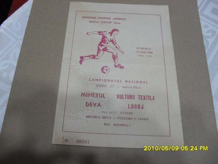 program Minerul Deva - Vulturii T. Lugoj
