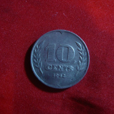 Moneda 10 C. 1942 Olanda Ocupatie germana ,zinc , cal.f.buna