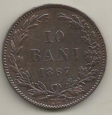 ROMANIA 10 BANI 1867 [2] WATT , livrare in cartonas foto