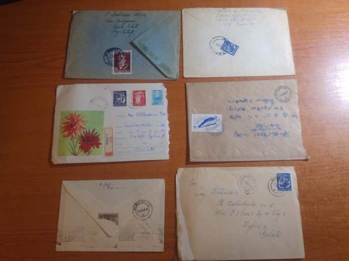 lot 6 plicuri circulate anii &#039;60 - in toate plicurile sunt si scrisori (21)
