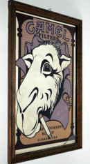 Reclama CAMEL CIGARETTES - Serigrafie pe oglinda , anii &amp;#039;80 - &amp;#039;90 foto