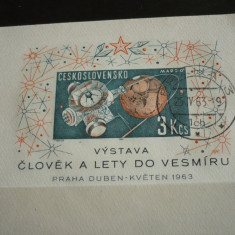 CEHOSLOVAVIA 1963 – COSMOS, colita NDT stampilata K107
