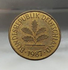 moneda 5 pfennig 1987 litera J Germania foto