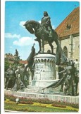 @carte postala(ilustrata)-CLUJ NAPOCA -Statuia lui Matei Corvin, Circulata, Printata