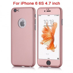 Husa fata-spate pentru iPhone 6 / 6s ROSE-GOLD + Folie de sticla gratis ! foto