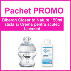 Biberon Closer to Nature 150 ml + Crema pentru Scutec Liniment 110 ml PROMO foto