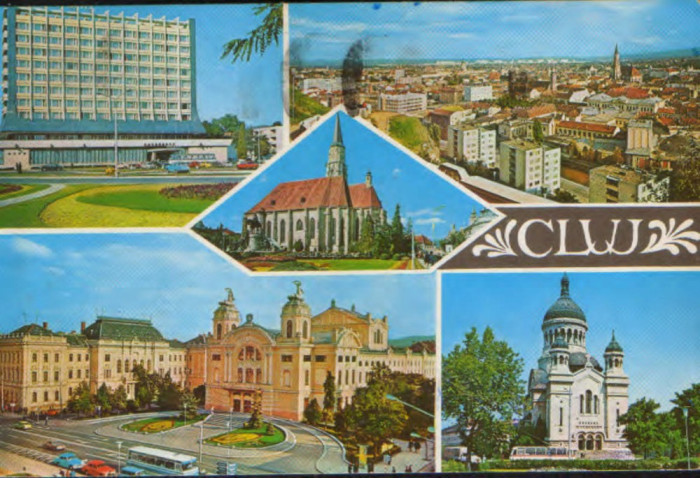 Romania - CP circulata 1972 - Cluj - Colaj de imagini