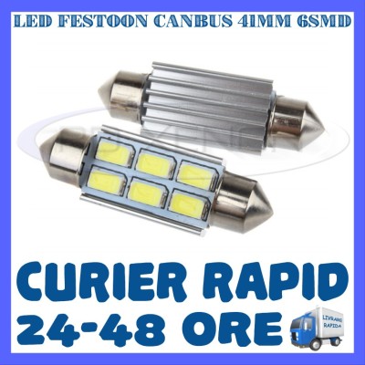 BEC AUTO LED LEDURI SOFIT FESTOON C5W C10W 41 mm 6 SMD 5730 CANBUS FARA EROARE foto