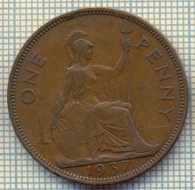 9681 MONEDA -MAREA BRITANIE -ONE PENNY -anul 1937-starea care se vede foto