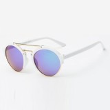 Ochelari Soare Fashion Dama - Retro Style, Lentile Rotunde ,Polarizati - Albi