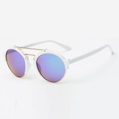 Ochelari Soare Fashion Dama - Retro Style, Lentile Rotunde ,Polarizati - Albi