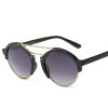 Ochelari Soare Fashion Dama - Retro Design, Lentile Rotunde - Negru, Femei, Protectie UV 100%, Metal