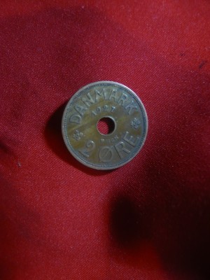 Moneda 2 Ore 1927 Danemarca , cal.F.Buna foto