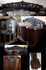 Chipendale, sufragerie veche din lemn de nuc foto