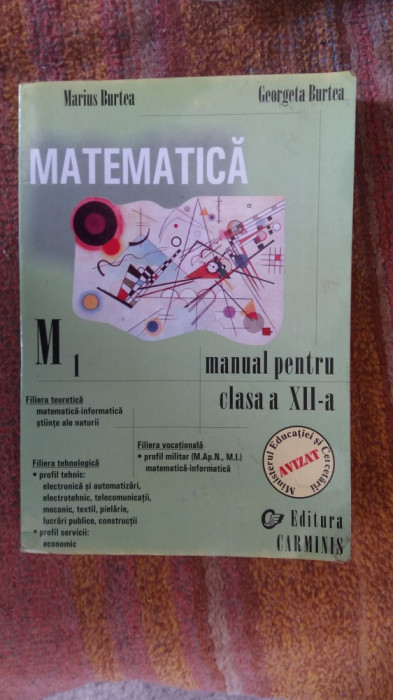 MATEMATICA CLASA A XII A TEORETICA TEHNOLOGICA VOCATIONALA , BURTEA